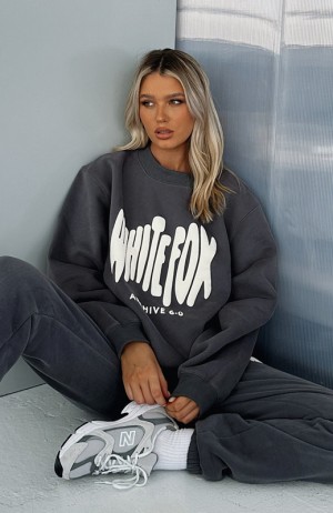 Women's White Fox Archive 6.0 Oversized Sweaters Grey | YWQA-89756