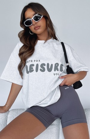 Women's White Fox Leisure Series Oversized T Shirts Grey | AZJP-30594