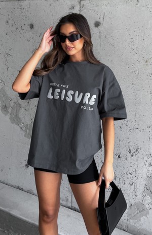 Women's White Fox Leisure Series Oversized T Shirts Grey | HKYB-09347