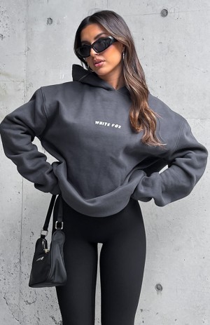 Women's White Fox Leisure Series Oversized Hoodie Grey | OKVG-24678