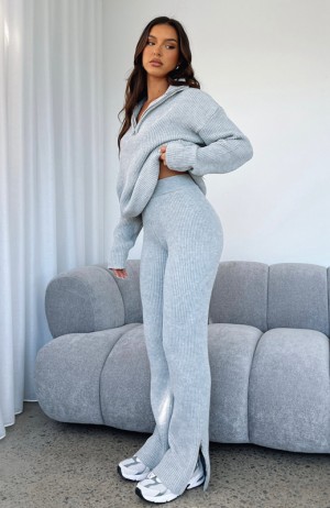 Women's White Fox Let's Get Cosy Knit Pants Grey | CGQB-81027