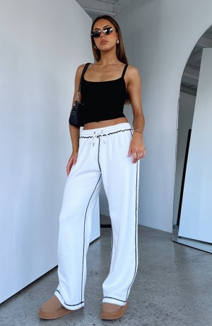 Women's White Fox Monday Mood Track Pants White | ZXQH-62931