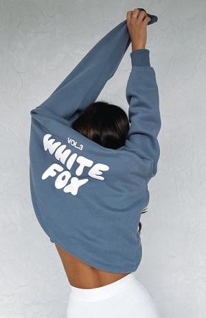 Women's White Fox Offstage Hoodie Blue | QUVZ-68129