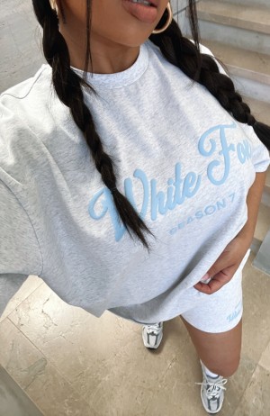 Women's White Fox Season 7 Oversized T Shirts White | KNPL-98432