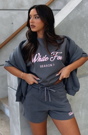 Women's White Fox Season 7 Oversized T Shirts Grey | TWPL-03785