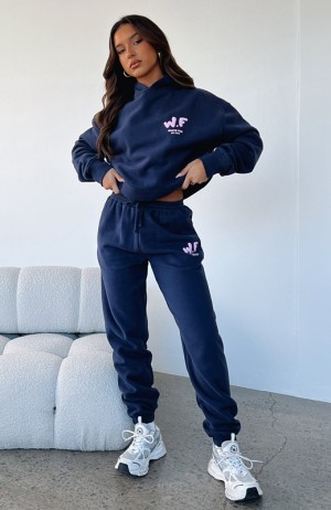 Women's White Fox The New Standard Sweatpants Navy | VJLX-40831