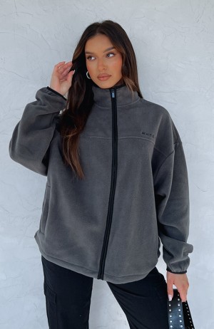 Women's White Fox Well Known Fleece Jackets Grey | XLQT-82504