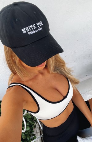 Women's White Fox Wellness Club Hats Black | KIHE-04753