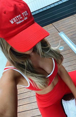 Women's White Fox Wellness Club Hats Red | XSNK-26841