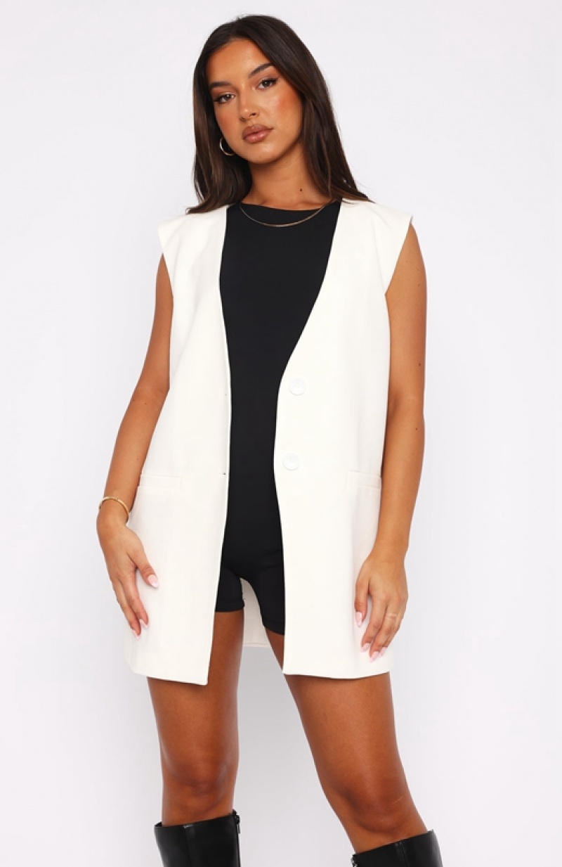 Women's White Fox A Love Like That Longline Vest White | FXML-68034