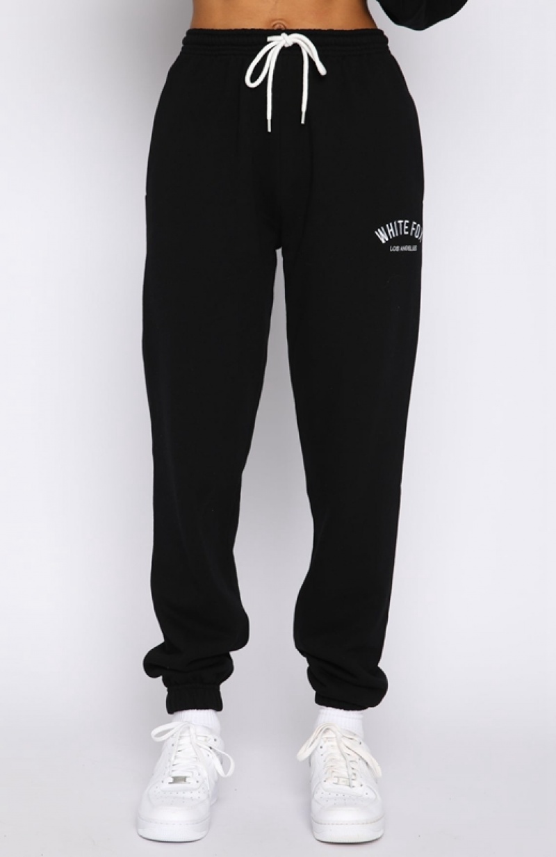 Women's White Fox About That Time Sweatpants Black | EWZB-20948