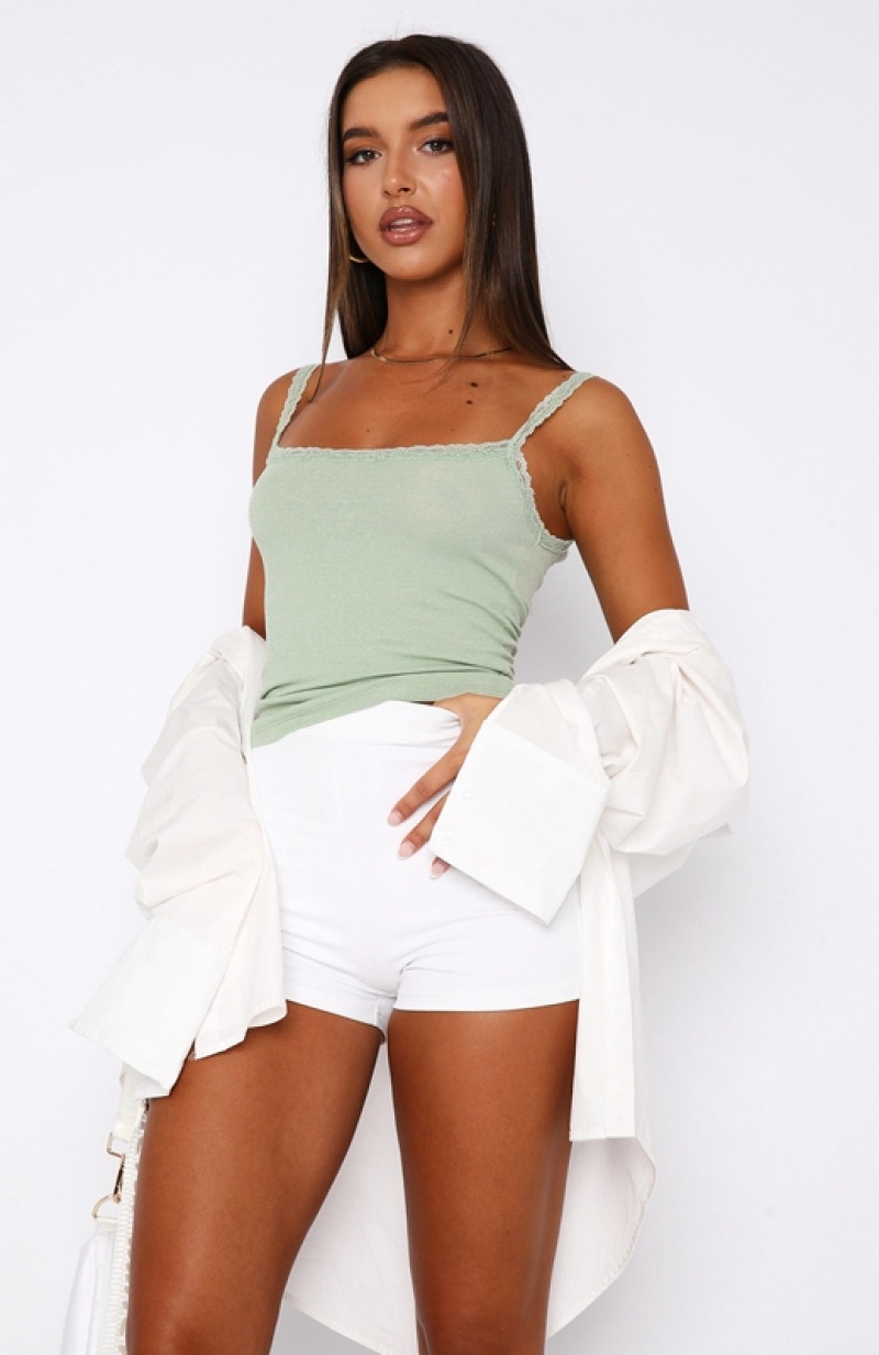 Women's White Fox After Midnight Cami Tops Olive | DNAT-61953