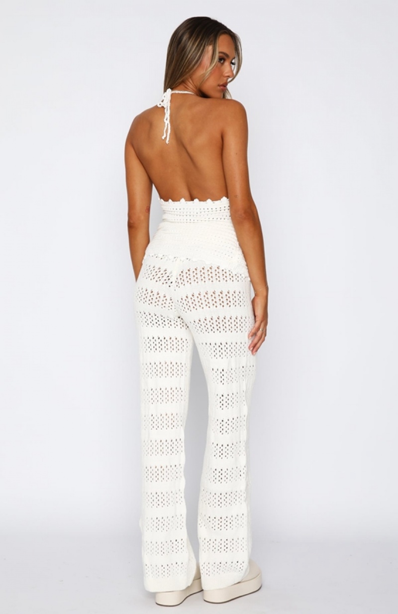 Women's White Fox All Year Long Crochet Pants White | KPOH-51062