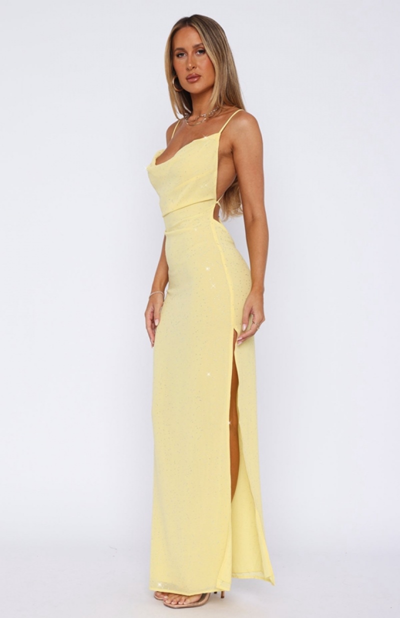 Women's White Fox Allure Me Maxi Dress Yellow | XHEB-94306