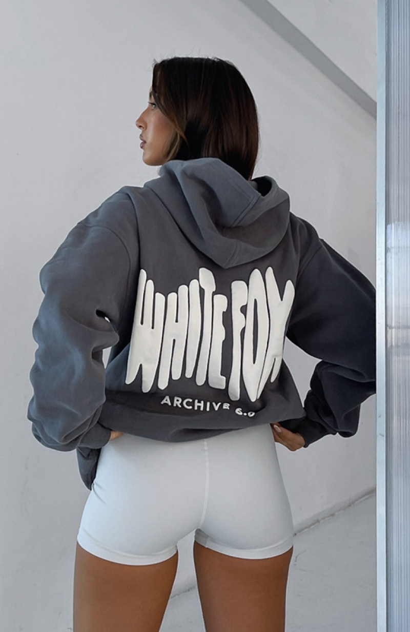 Women\'s White Fox Archive 6.0 Oversized Hoodie Grey | ODBV-19356