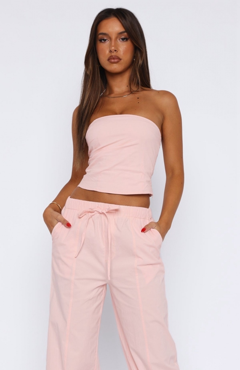 Women's White Fox Believe In You Strapless Tops Pink | YBHP-06935