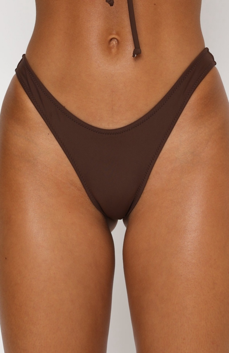 Women's White Fox Belmont Bikini Bottoms Chocolate | RMYU-97126