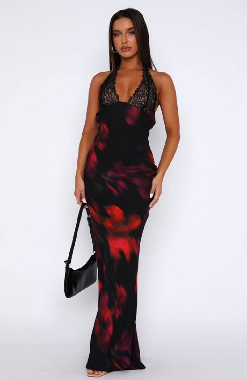 Women's White Fox Beyond The Stars Maxi Dress Black | KDBL-21709