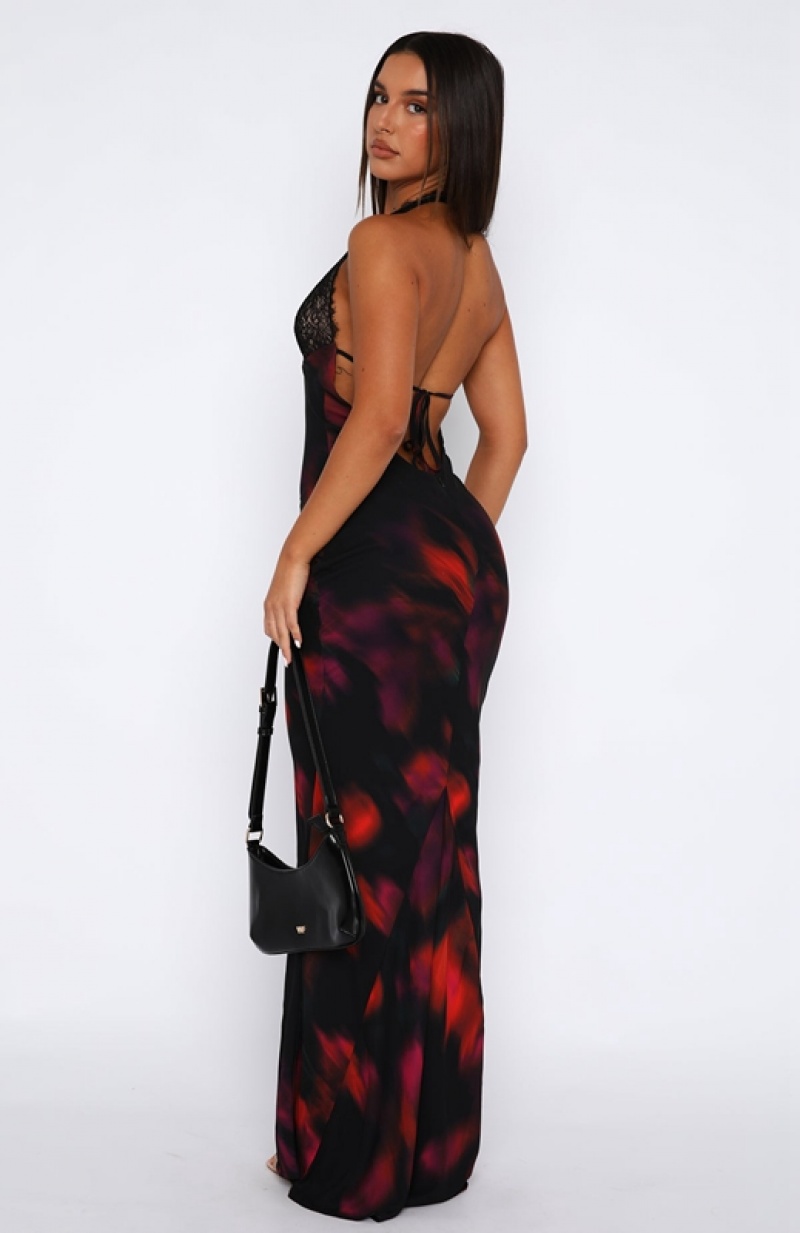 Women's White Fox Beyond The Stars Maxi Dress Black | KDBL-21709