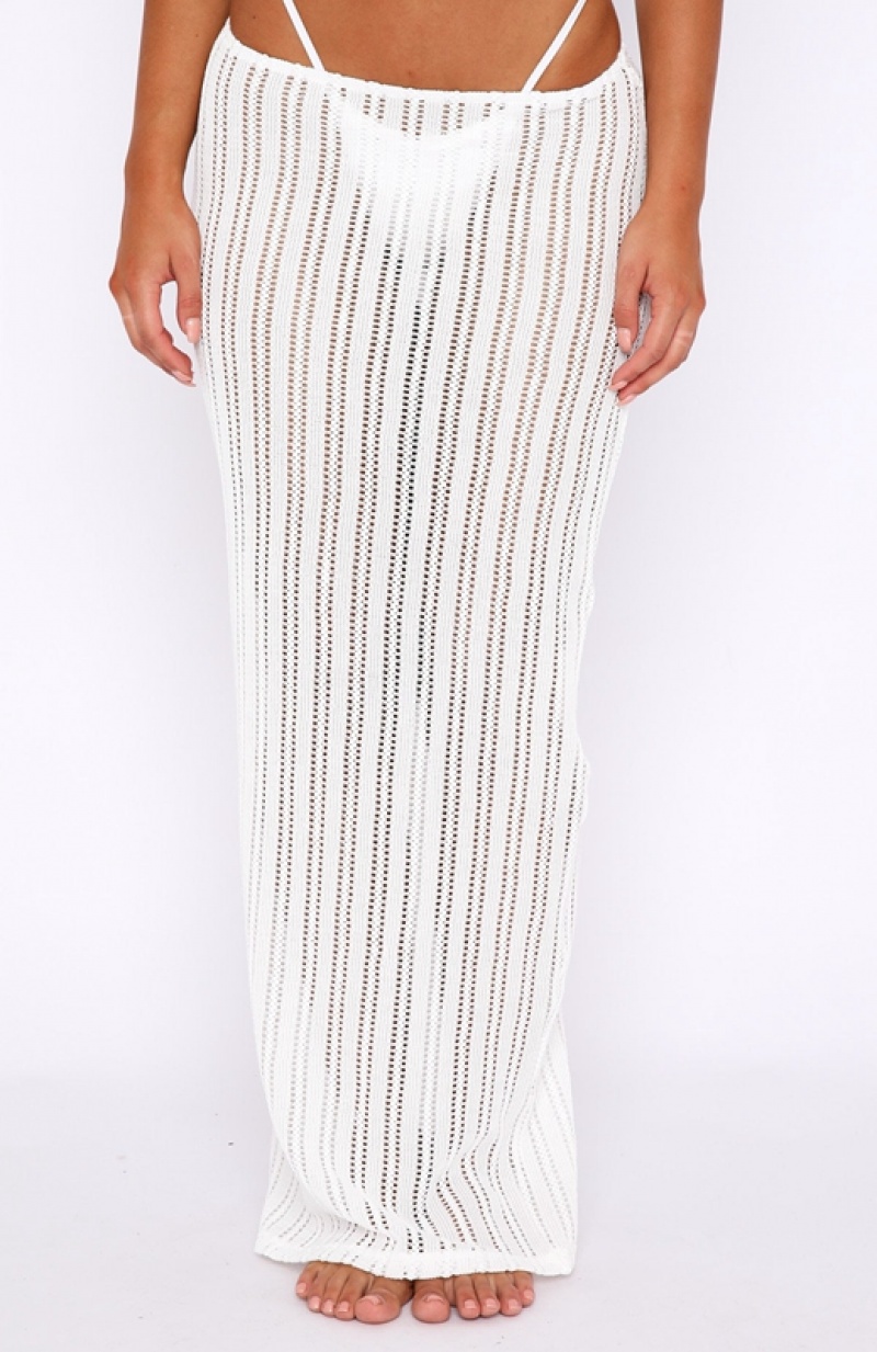 Women's White Fox Bittersweet Maxi Skirts White | XTIQ-90413