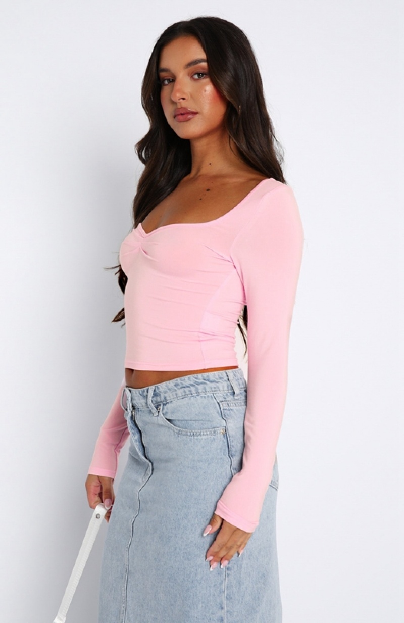 Women's White Fox Bring It Down Long Sleeve Tops Pink | HGFT-53187