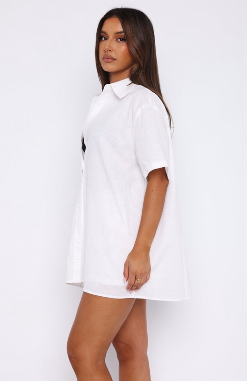 Women's White Fox Bring You Out Button Up Shirts White | CTHG-73095