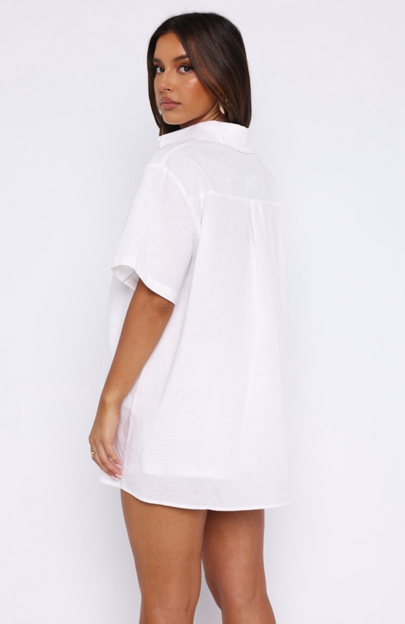 Women's White Fox Bring You Out Button Up Shirts White | CTHG-73095