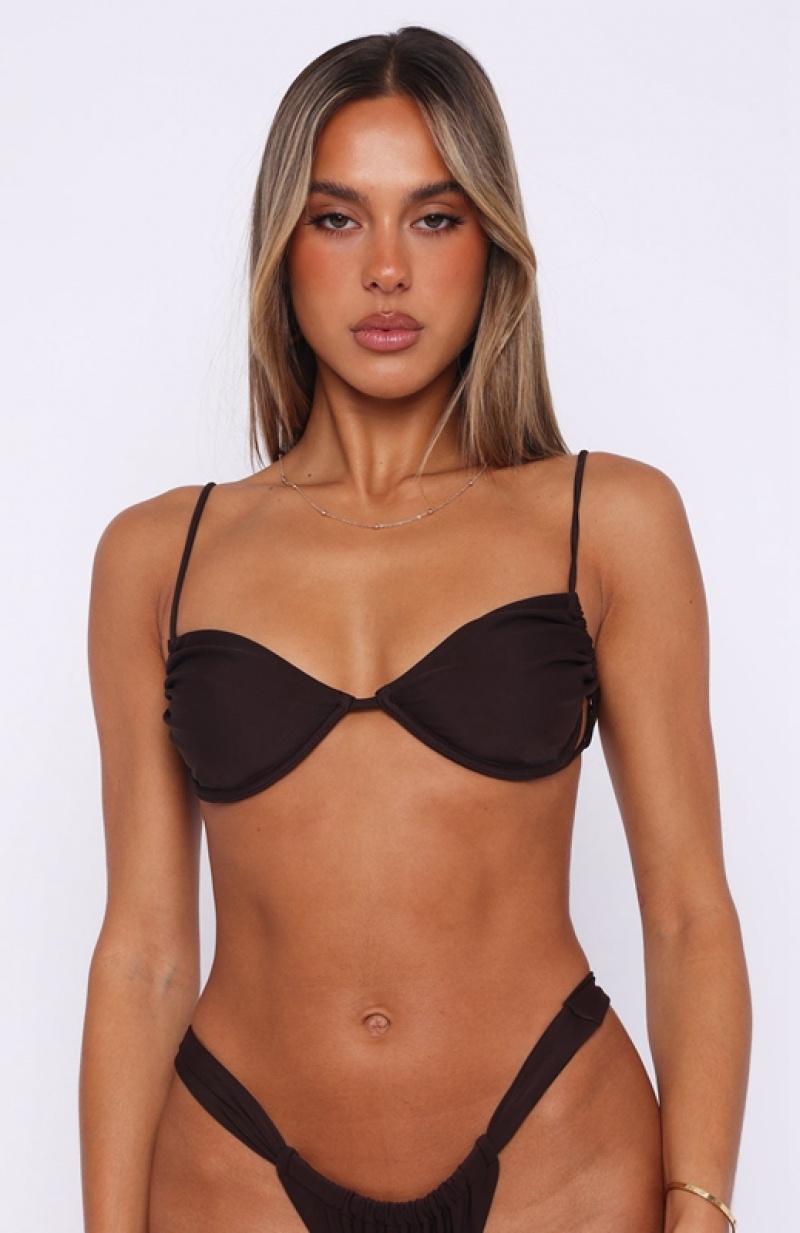 Women's White Fox Callala Bikini Tops Chocolate | IFRE-57402