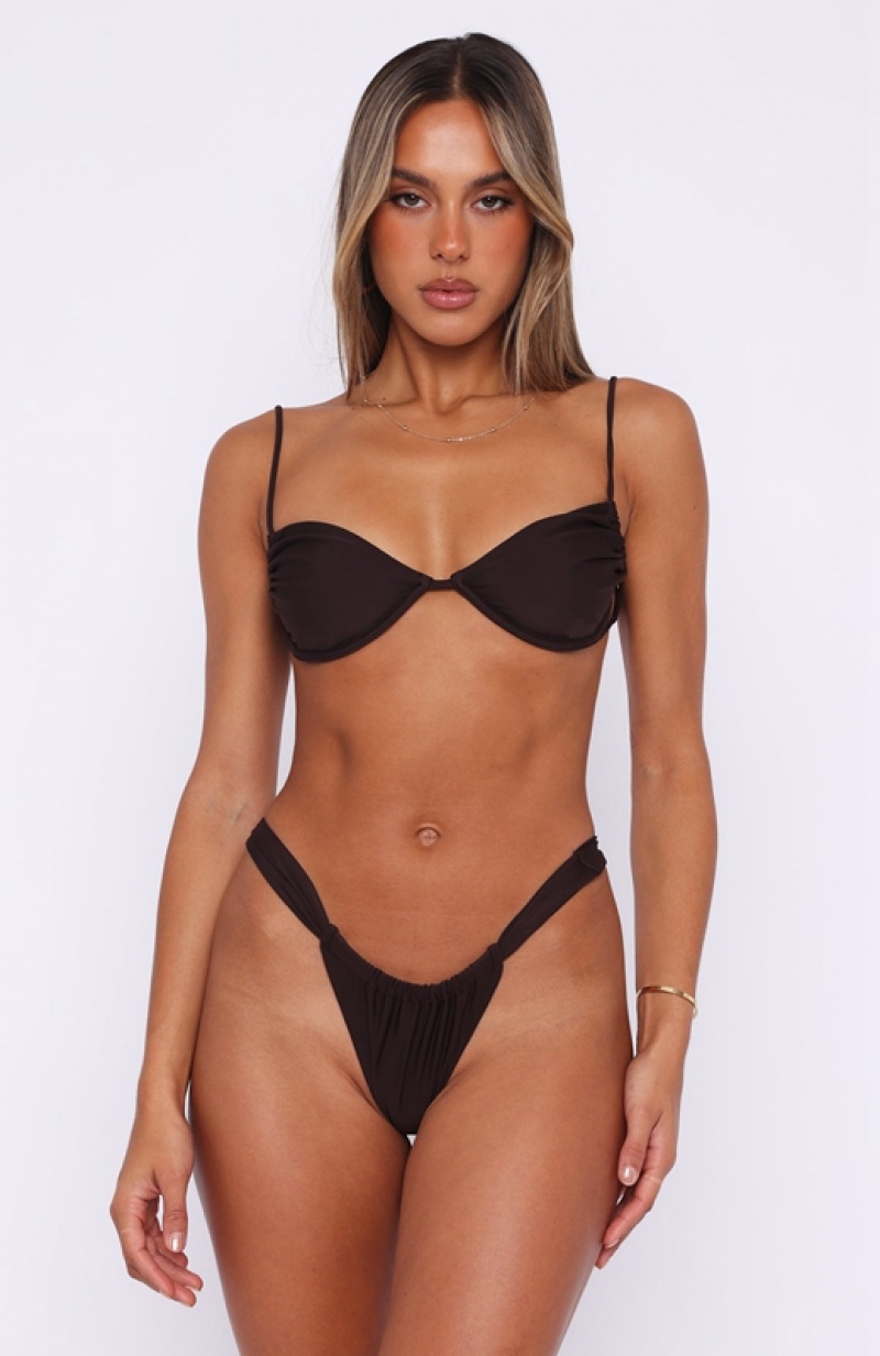 Women's White Fox Callala Bikini Tops Chocolate | IFRE-57402