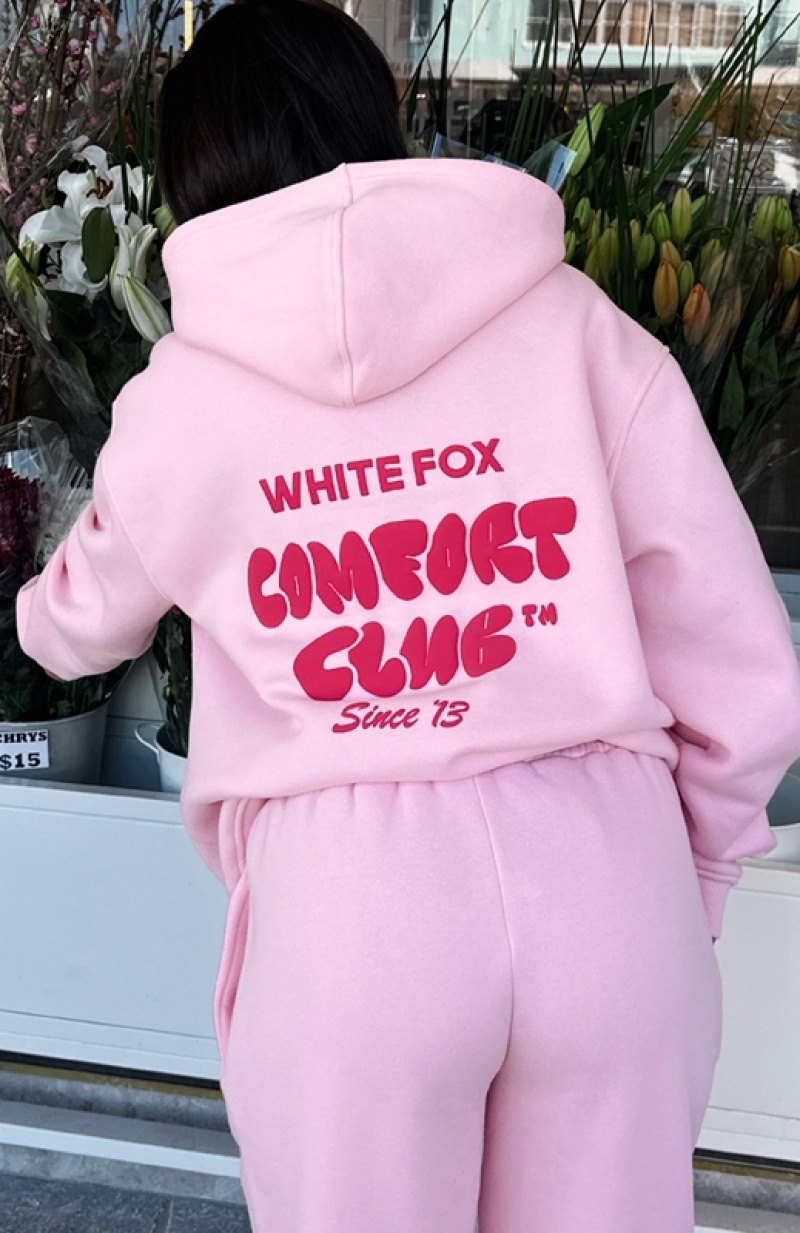 Women\'s White Fox Comfort Club Oversized Hoodie Pink | GZHY-95307