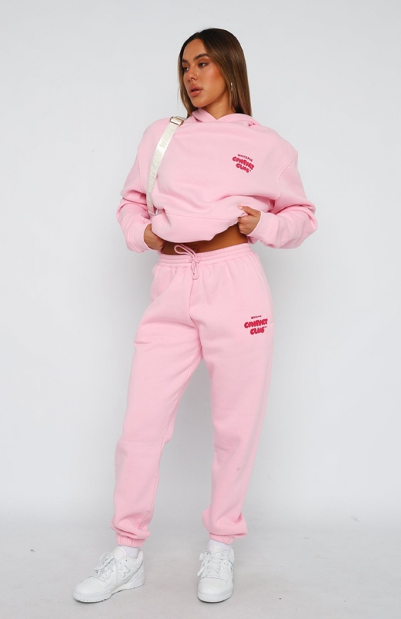 Women's White Fox Comfort Club Sweatpants Pink | NCMT-98073