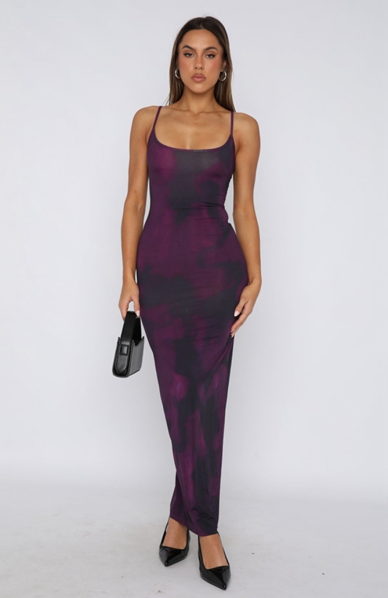 Women's White Fox Crave You Maxi Dress Purple | ANBQ-51274