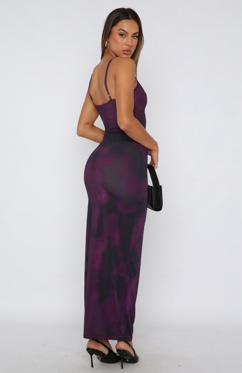 Women's White Fox Crave You Maxi Dress Purple | ANBQ-51274