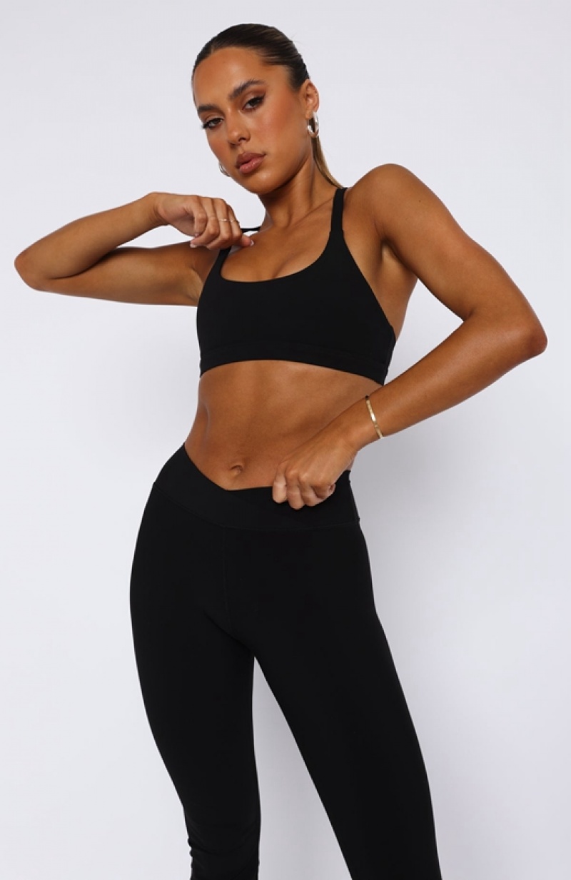 Women's White Fox Crunch Time Sports Bra Black | OPRA-16092