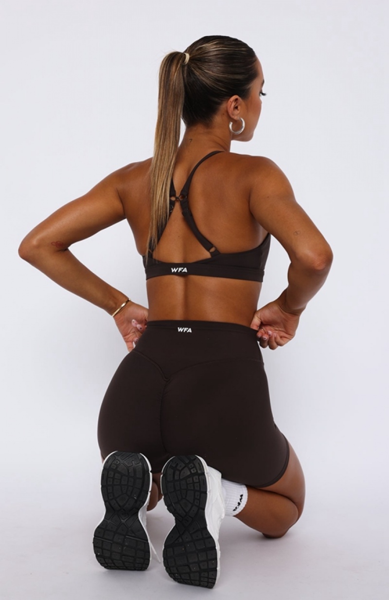 Women's White Fox Crunch Time Sports Bra Chocolate | VJXO-94637