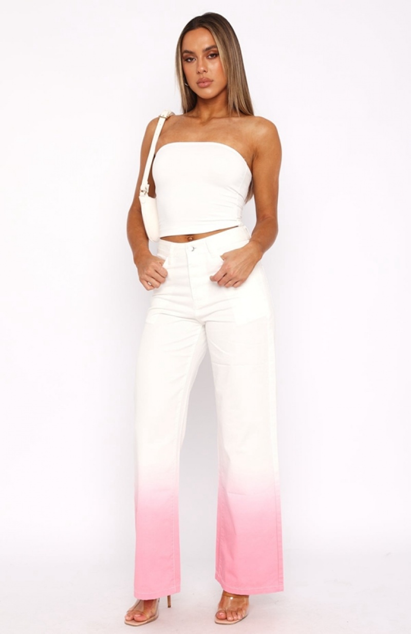 Women's White Fox Doing Extra Jeans Pink | FZEU-67250