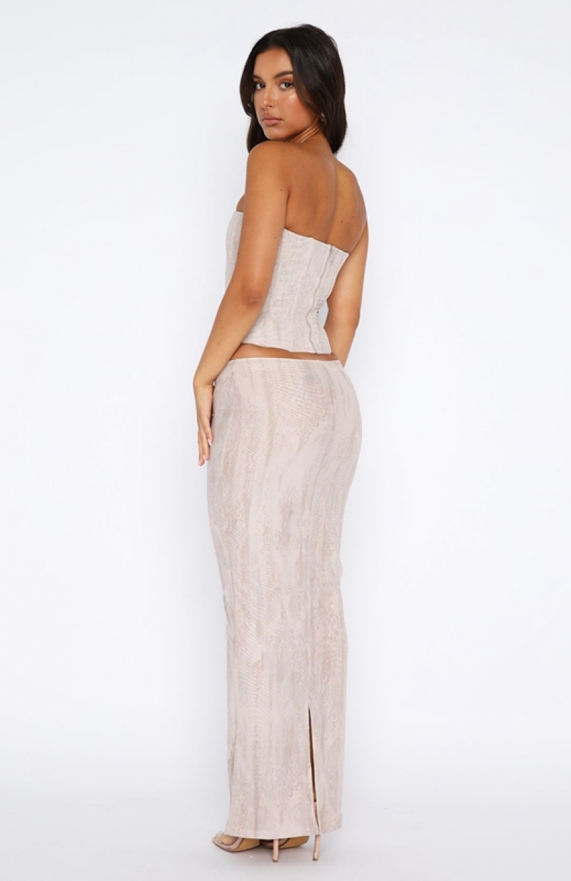 Women's White Fox Don't Ever Leave Maxi Skirts Beige | LNVH-62487