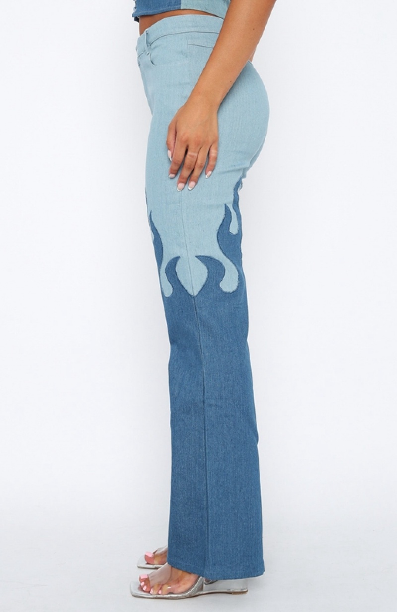 Women's White Fox Don't Let Them Jeans Blue | ZDOH-60512