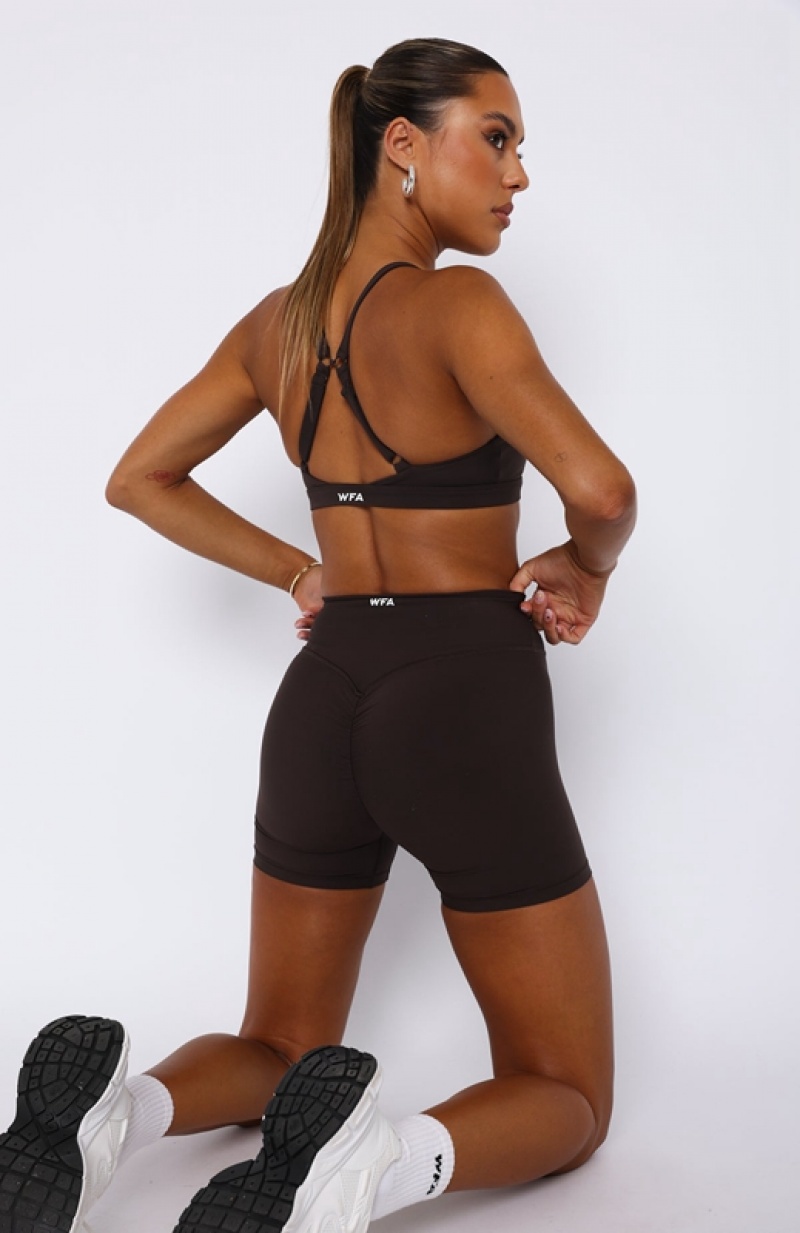 Women's White Fox Endurance Scrunch High Waisted Shorts Chocolate | YBKS-94257