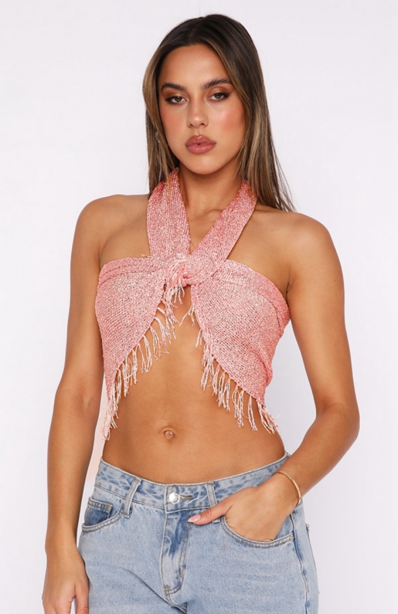 Women's White Fox Face It Again Scarf Tops Pink | RCMX-95148