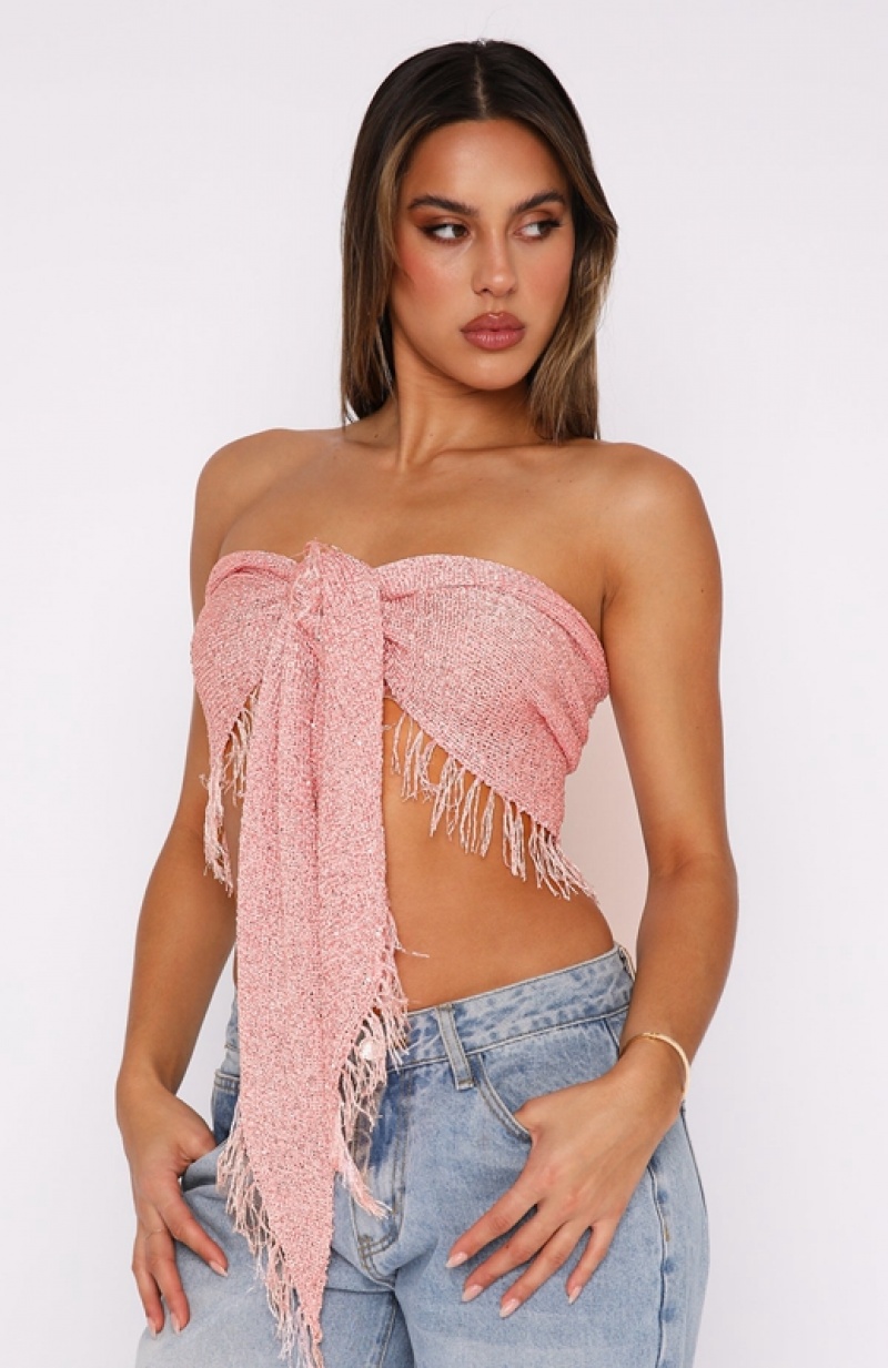 Women's White Fox Face It Again Scarf Tops Pink | RCMX-95148