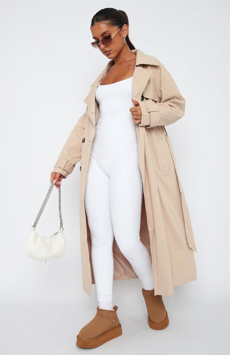 Women's White Fox Feeling Fine Trench Jackets Beige | LTKJ-37164