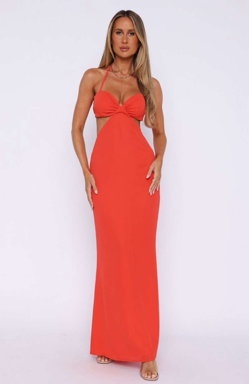 Women's White Fox Find Your Paradise Maxi Dress Red | DXNR-75384