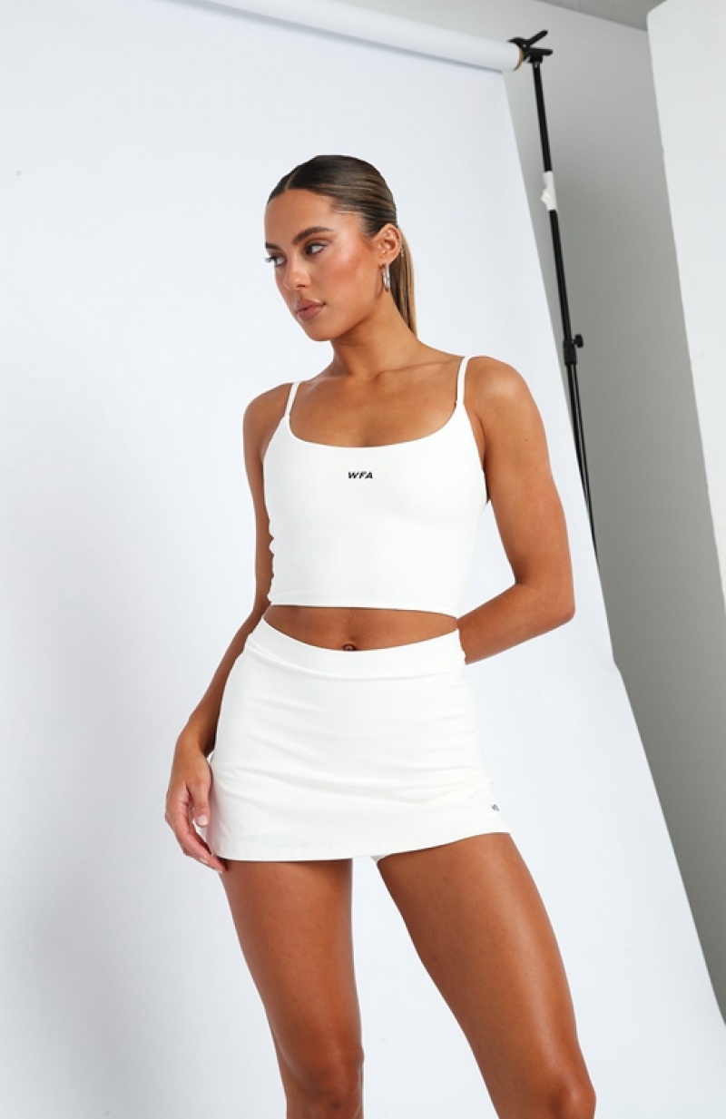 Women's White Fox First Contender Crop Sports Bra White | SBYX-26408