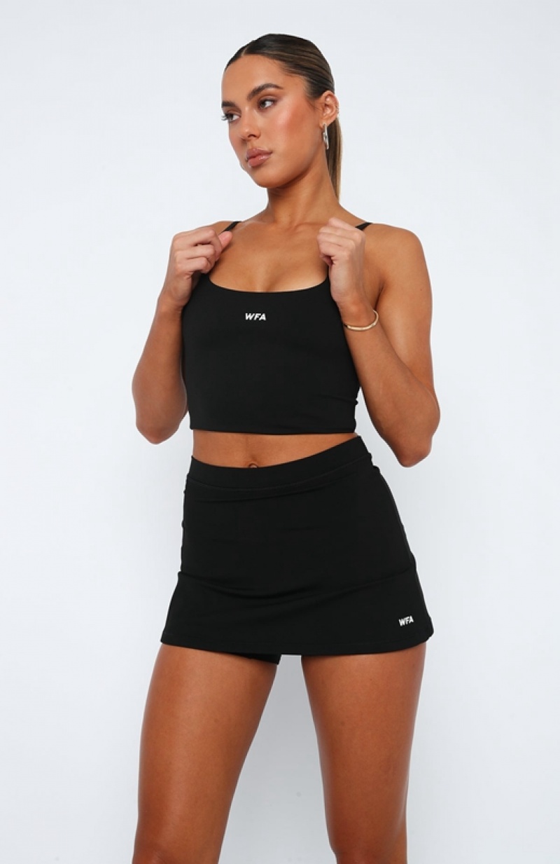 Women's White Fox First Contender Crop Sports Bra Black | NICE-39850