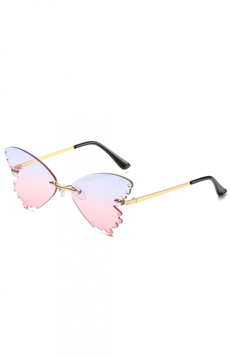 Women's White Fox Frankie Butterfly Sunglasses Blue / Pink | TULH-86795