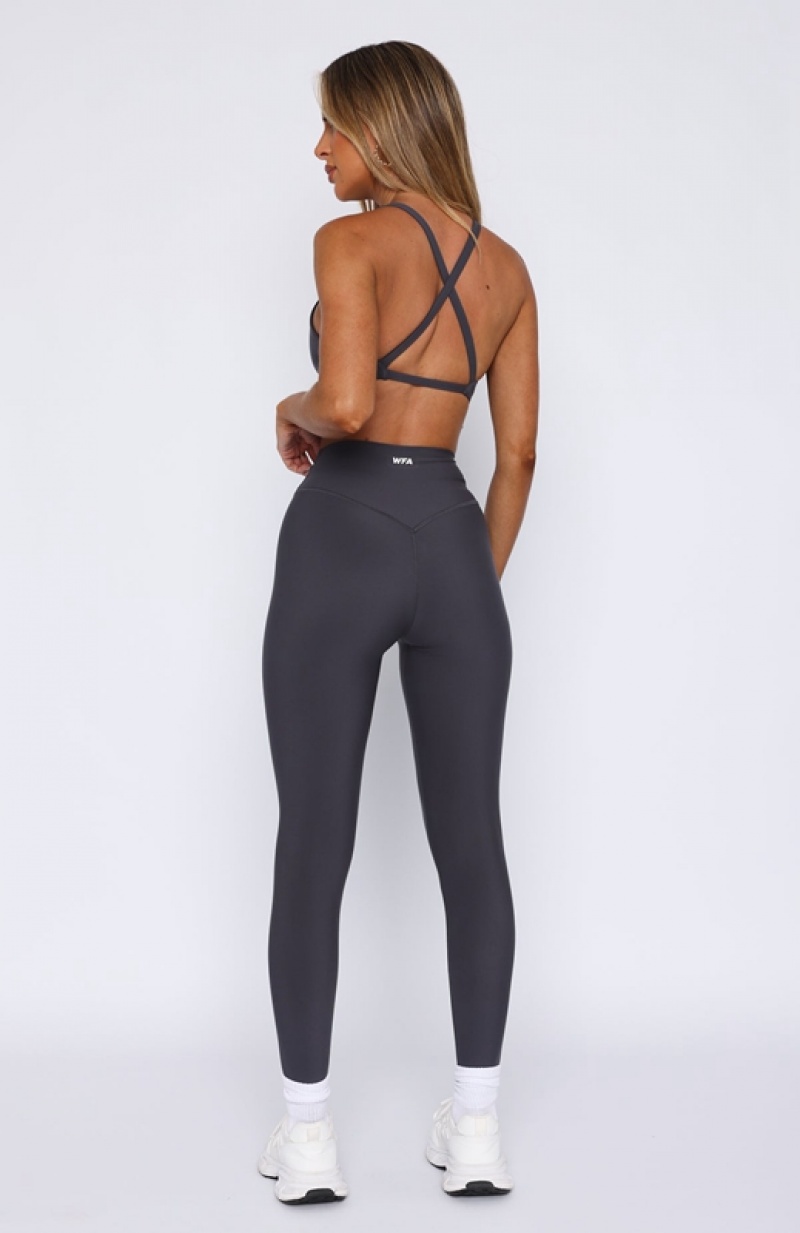 Women's White Fox Go Getter High Waisted Leggings Grey | HZYX-17204