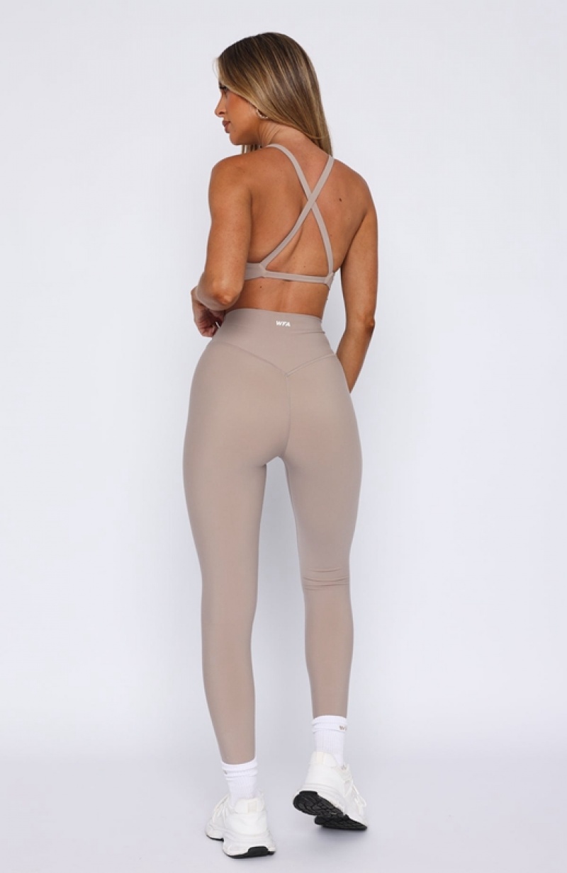 Women's White Fox Go Getter High Waisted Leggings Grey Brown | GWZS-21587