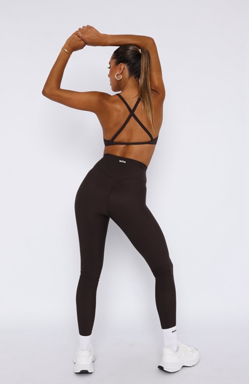 Women's White Fox Go Getter High Waisted Leggings Chocolate | TGPK-78453