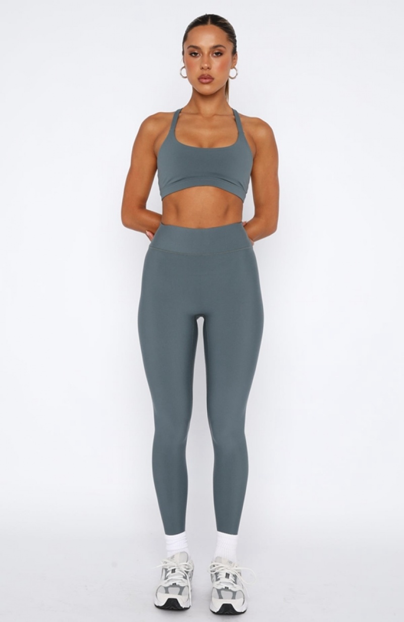 Women's White Fox Go Getter High Waisted Leggings Grey | CNAI-19274